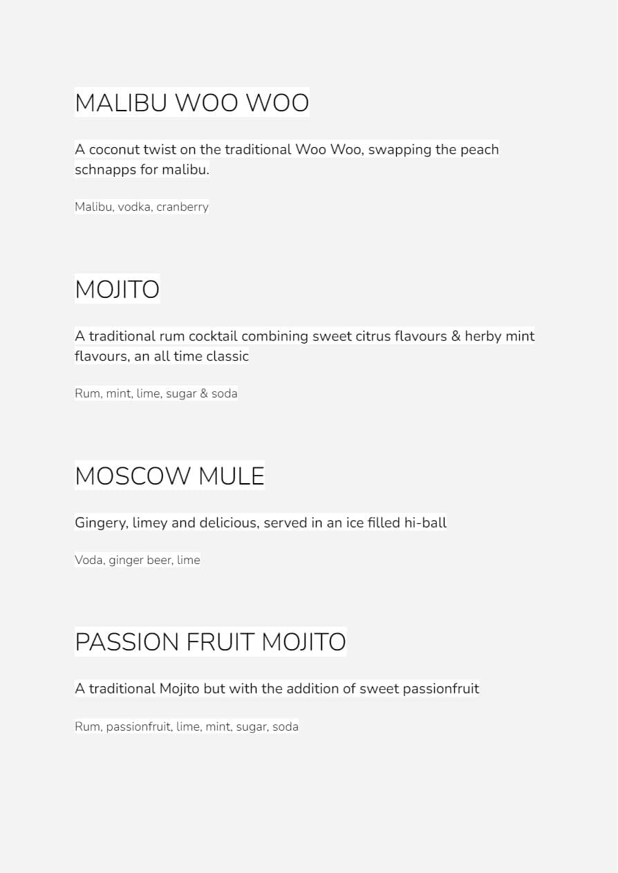 Cocktail menu page 7