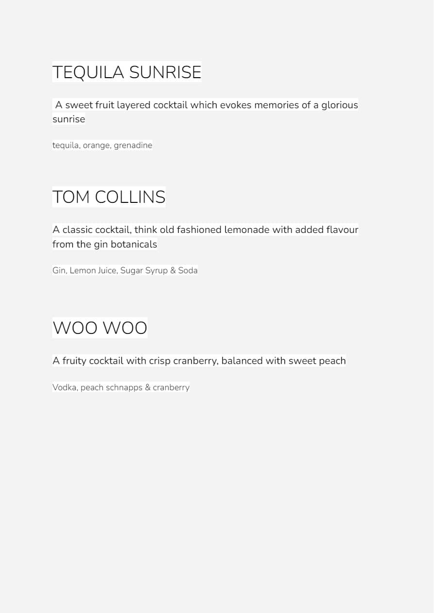 Cocktail menu page 9