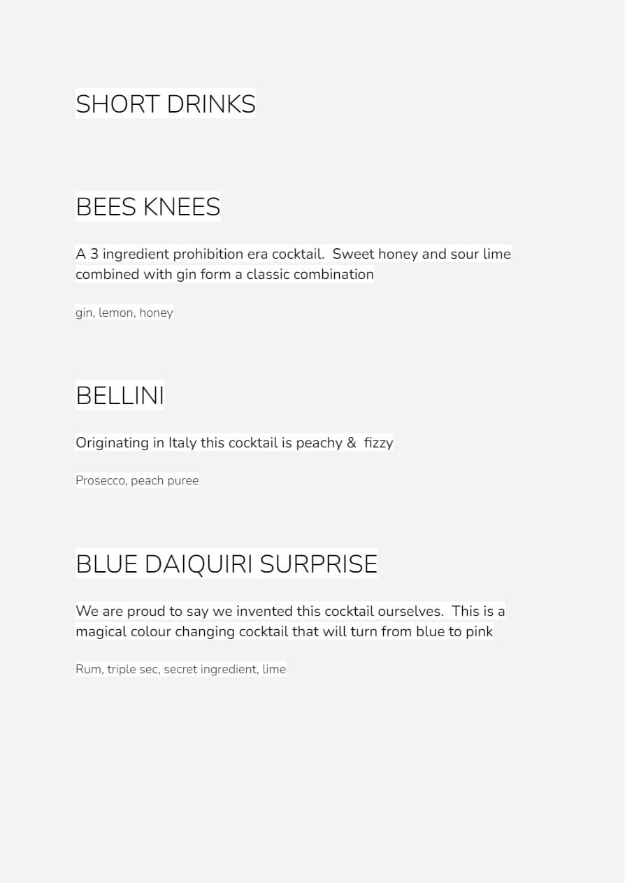 Cocktail menu page 10
