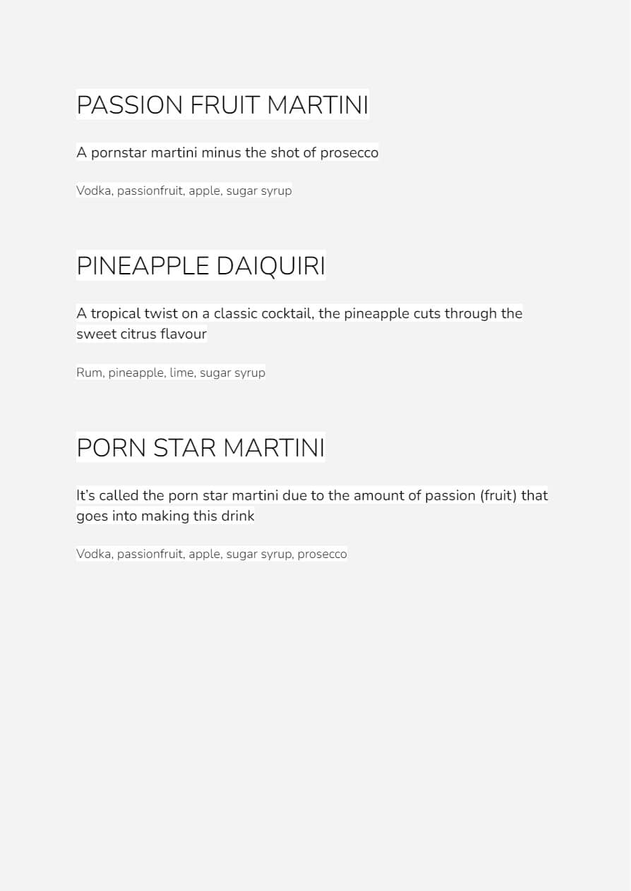Cocktail menu page 13